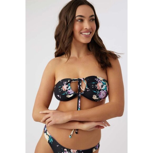 O'Neill Blue Womens Rosetta Embry Swim Bikini Top Convertible Floral Black XS - Picture 3 of 7